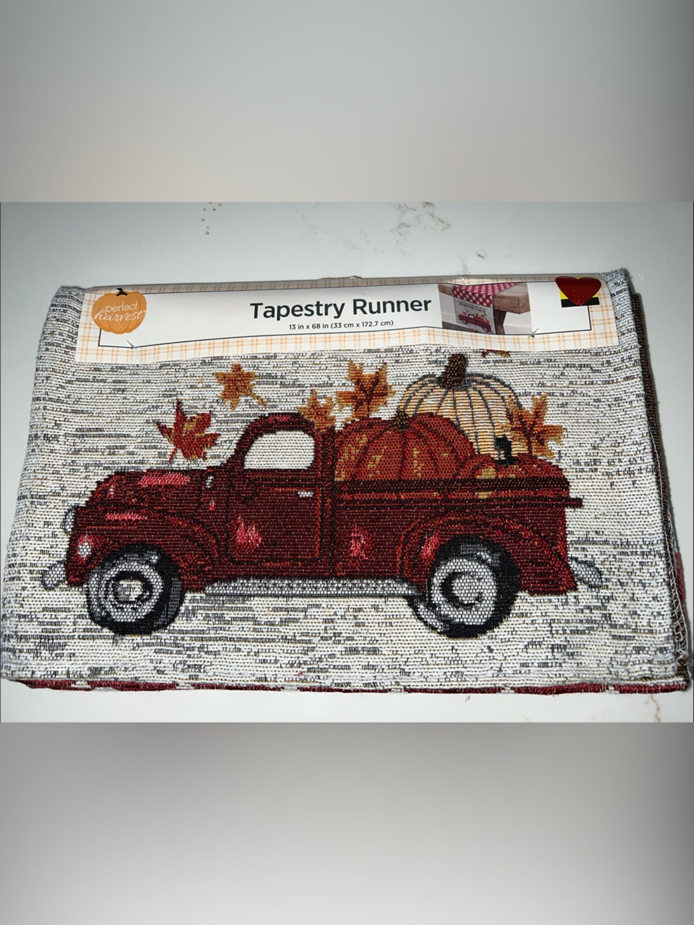 Tapestry Runner - Red Vintage Truck Fall Design